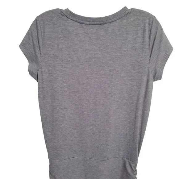 Athleta Size S Dress T-shirt Side Ruched Jersey Knit Athleisure Heathered Gray - Picture 6 of 12